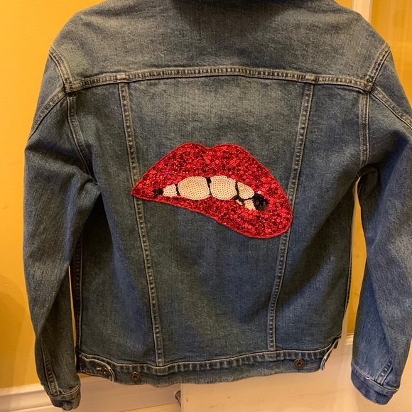 patchwork sparkly denim jean jacket - Picture 3 of 4